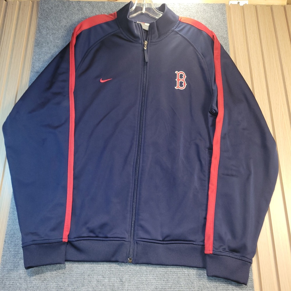 Nike Track Jacket Mens Large Navy Blue Excellent Boston Red Sox MLB Full Zip